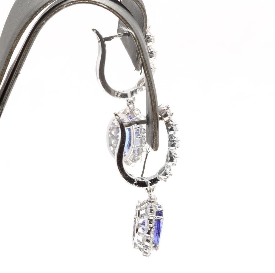 Ohrringe mit 5,25 Karat natürlichem Tansanit und Diamant aus 18 Karat massivem Weißgold (Ovalschliff) im Angebot