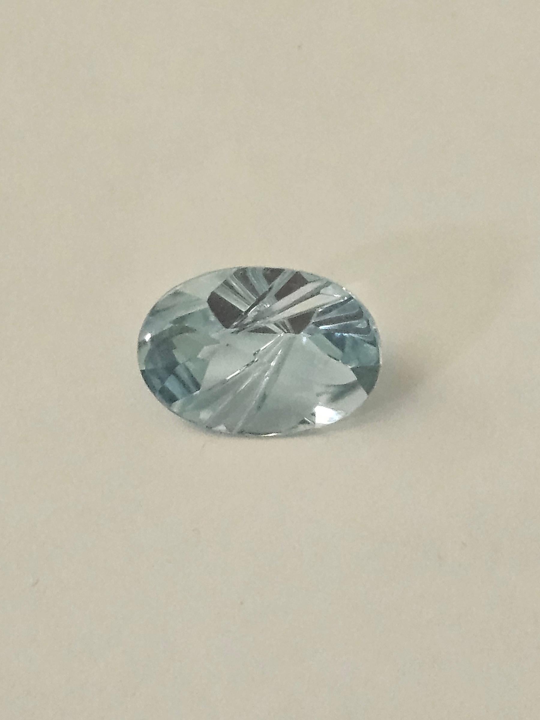 5.25 ct Natural Oval Sky Blue Topaz 14X10 Fantasy Cut In condizioni Nuovo in vendita a Warren, NJ