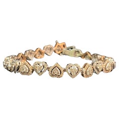 5,25 carati di diamanti rotondi taglio brillante F/VS1 Bracciale tennis a forma di cuore in oro 14K