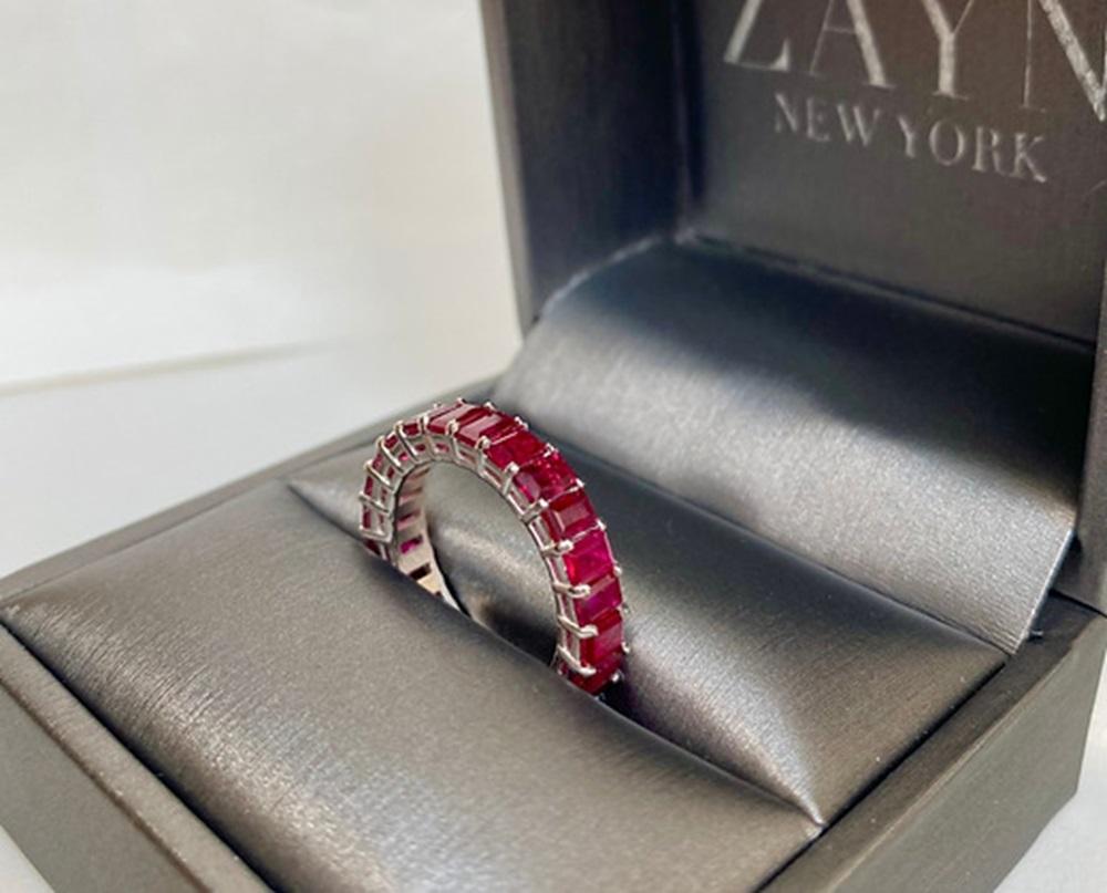 5.25 CTS Ruby Baguette Eternity Band In New Condition For Sale In New York, NY
