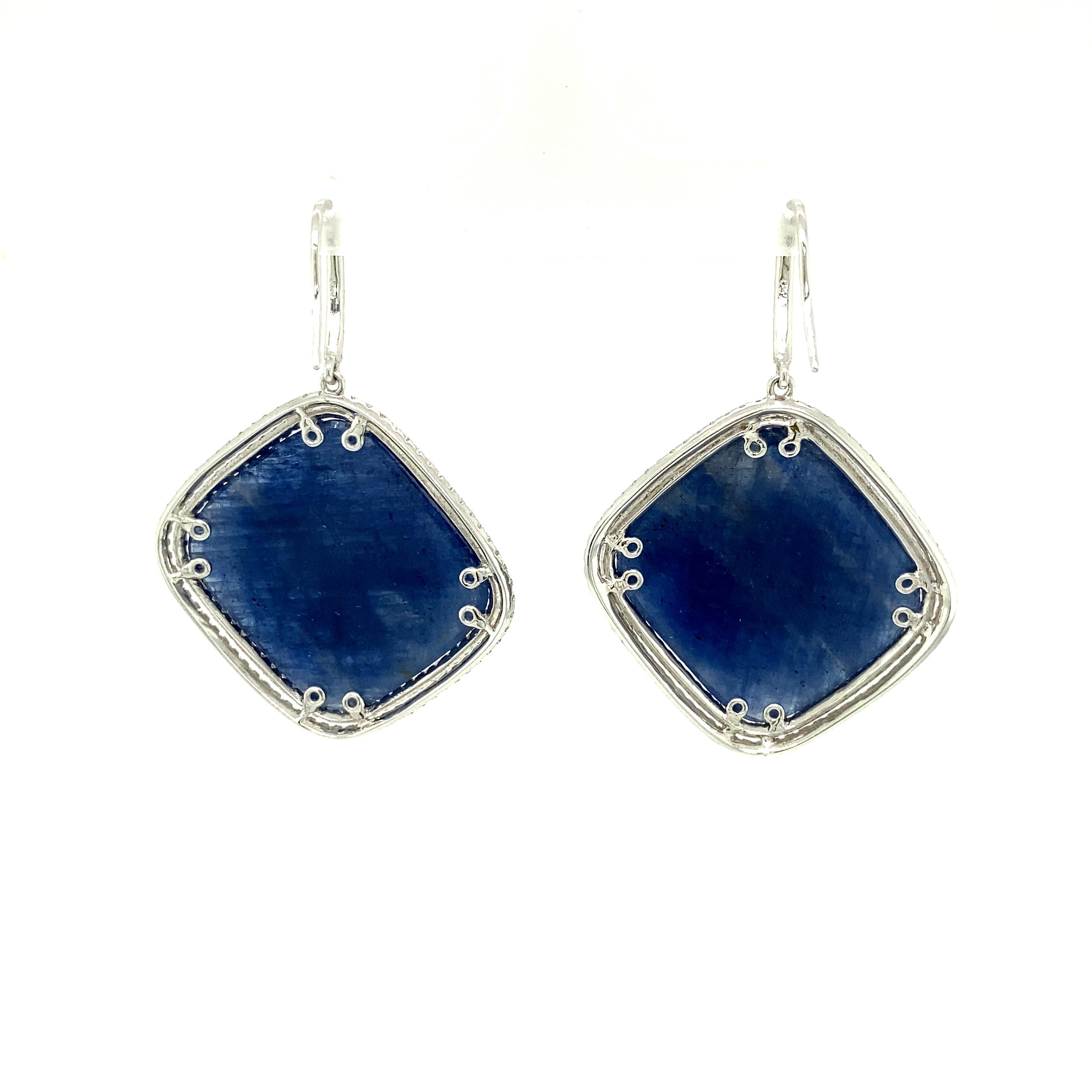 52.55 Carat GRS Certified Unheated Burmese Blue Sapphire and Diamond Earrings In New Condition For Sale In Hong Kong, HK