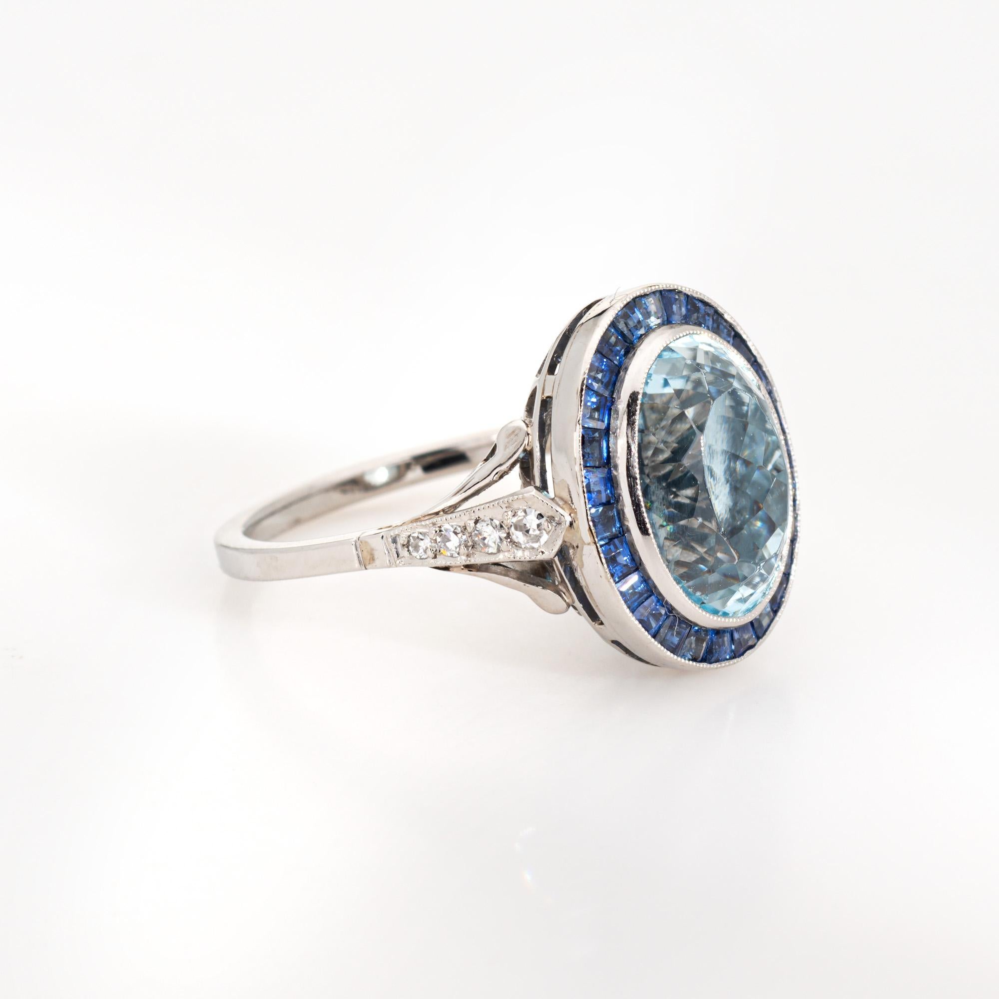 Moderne 5.25ct Aquamarine Sapphire Ring Gemstone Engagement Platinum Diamond 6 Jewelry  en vente