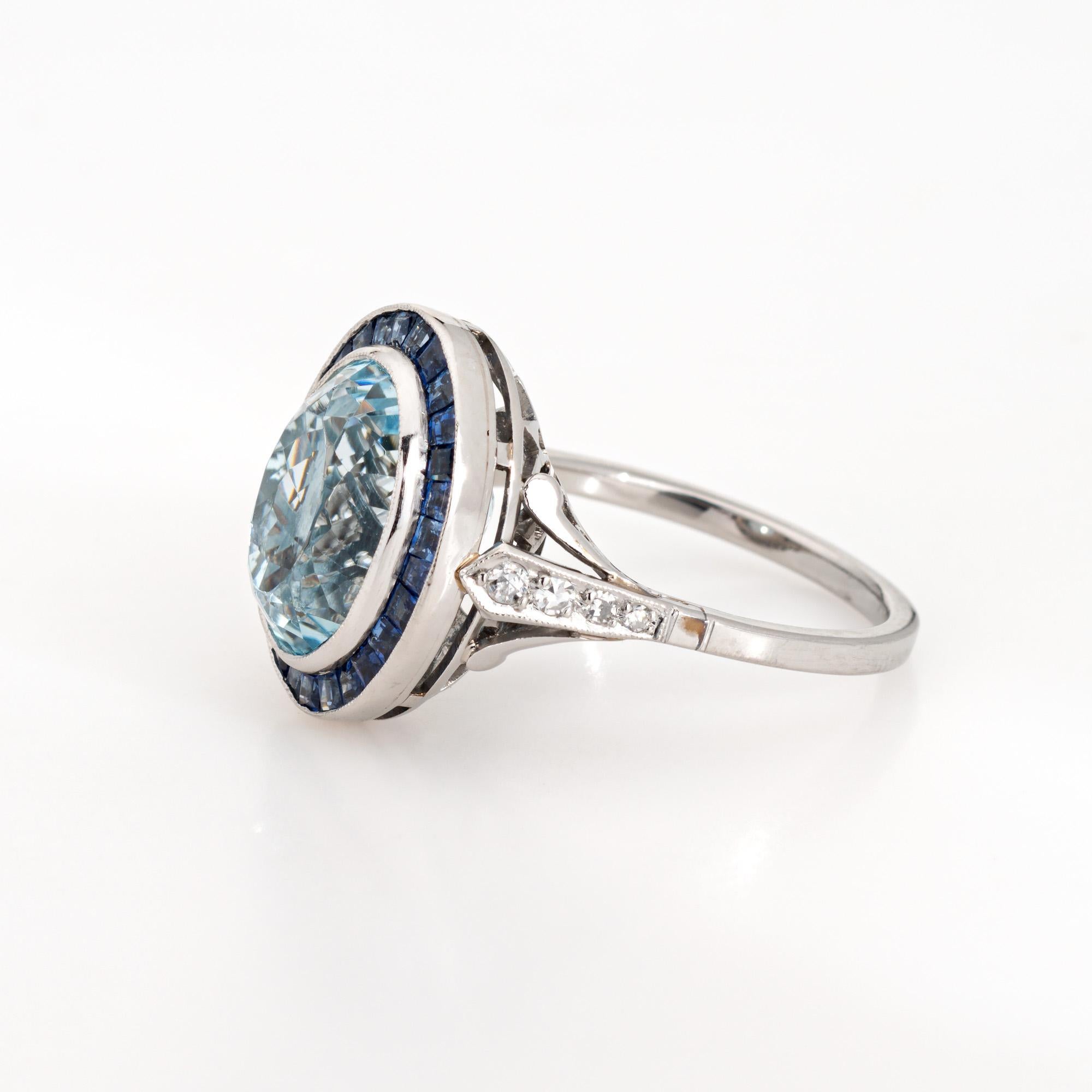 Taille ovale 5.25ct Aquamarine Sapphire Ring Gemstone Engagement Platinum Diamond 6 Jewelry  en vente