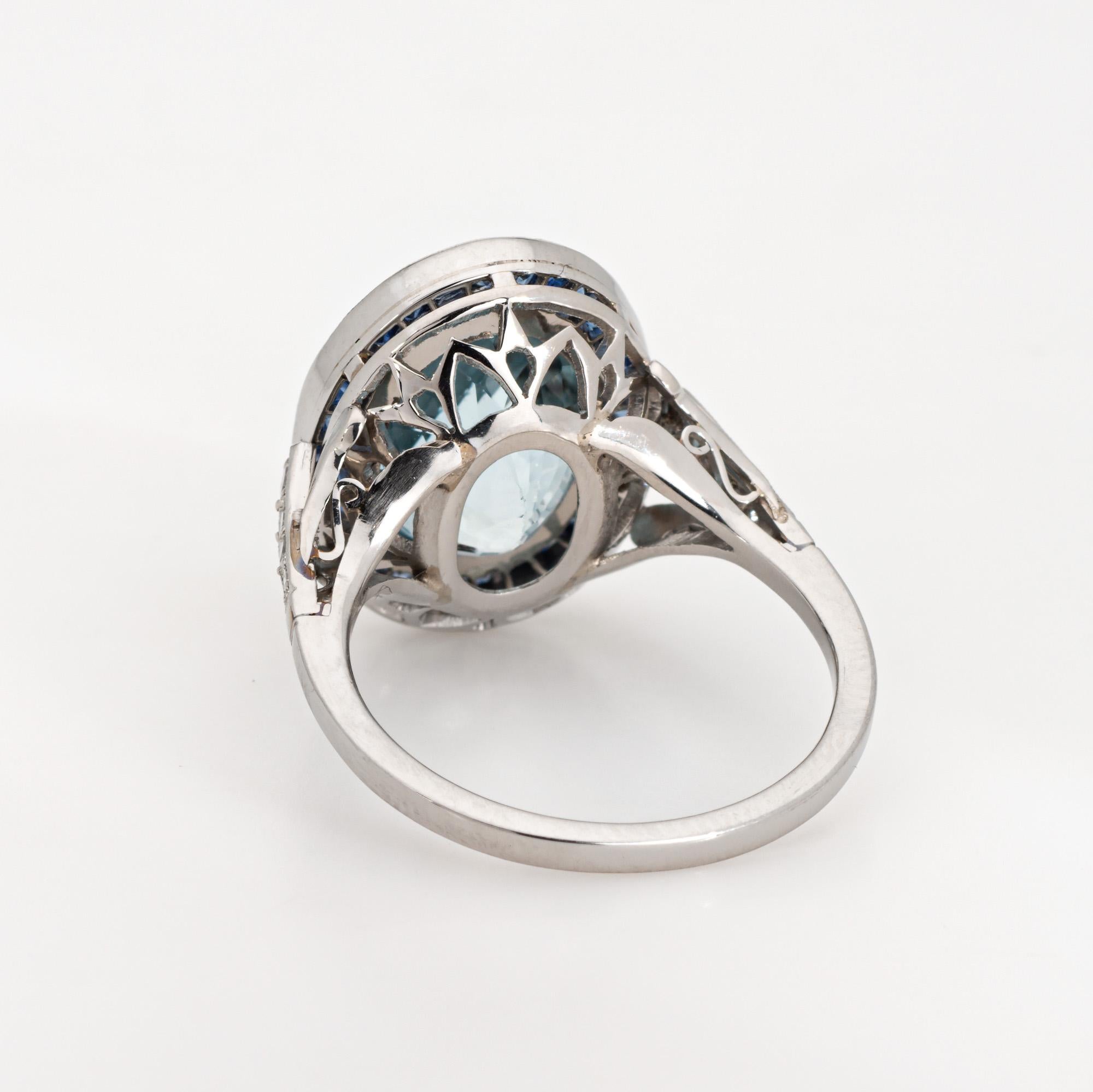 5.25ct Aquamarine Sapphire Ring Gemstone Engagement Platinum Diamond 6 Jewelry  In Good Condition For Sale In Torrance, CA