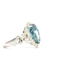5.25ct. Blue Pear shape Diamond Engagement Ring