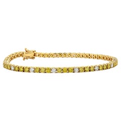 Bracciale da tennis in oro giallo 18 carati da 5,25 carati Nature Fancy Yellow Diamond