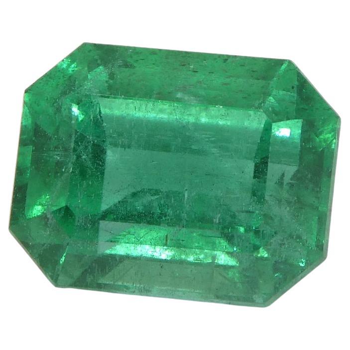 5.25ct Octagonal/Emerald Cut Green Emerald GIA Certified Zambia F1/Minor For Sale