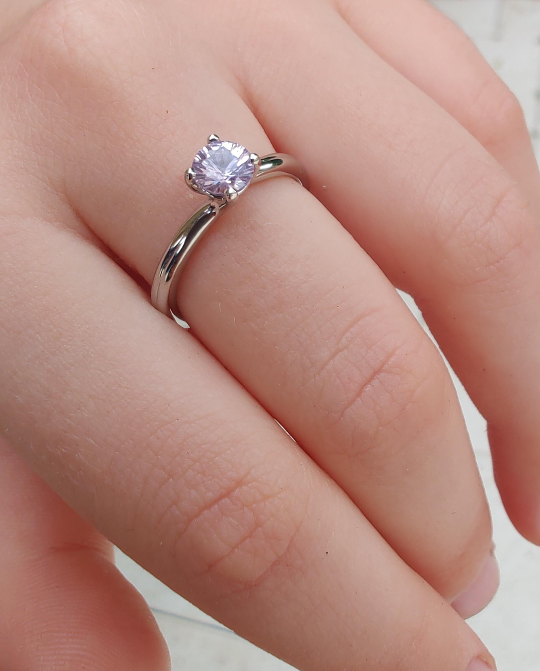 .525ct Pink Sapphire Solitaire Engagement Ring in 18ct White Gold For Sale 7
