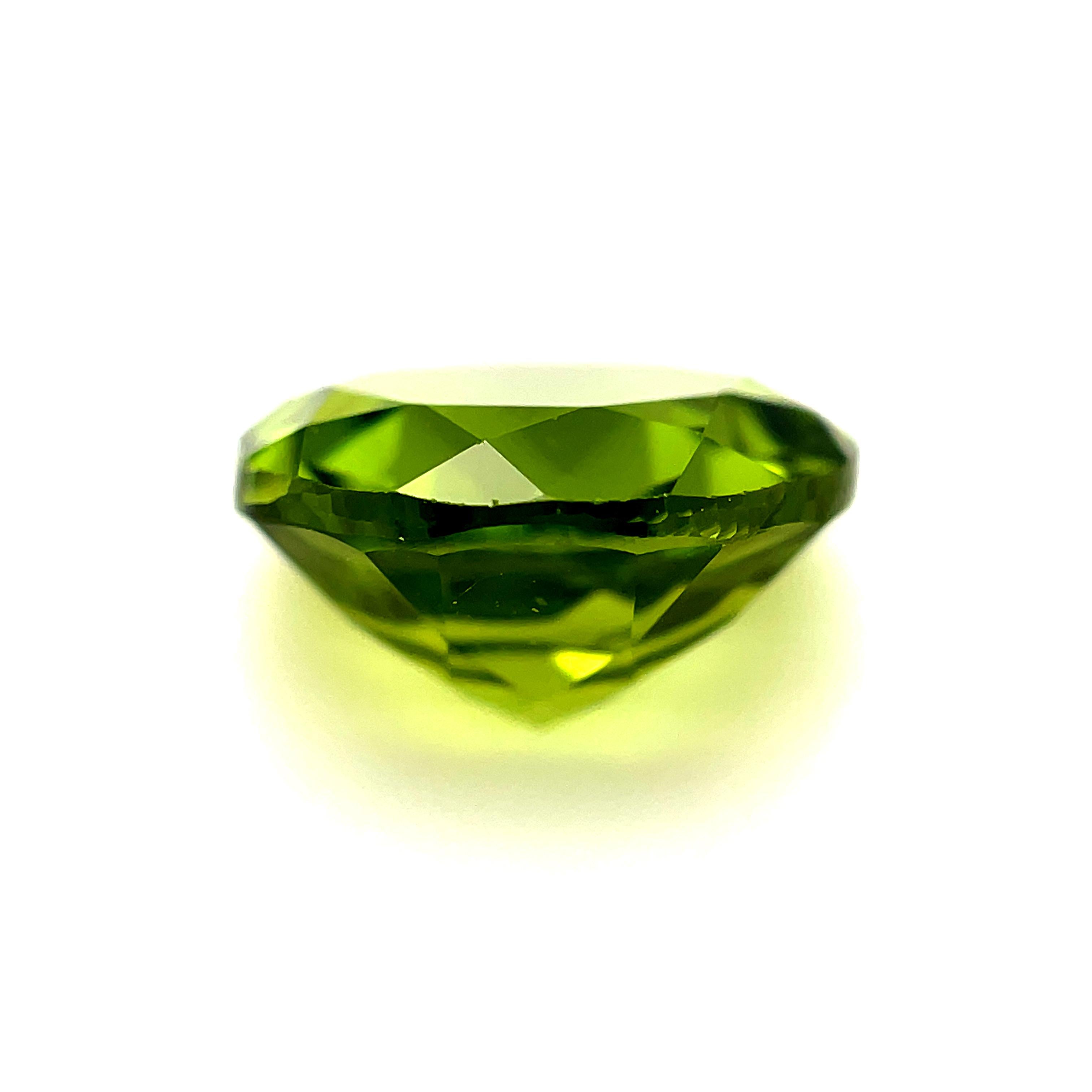 Artisan 5.26 Carat Round Apple Green Peridot, Unset Loose Gemstone For Sale