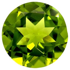 5.26 Carat Round Apple Green Peridot, Unset Loose Gemstone