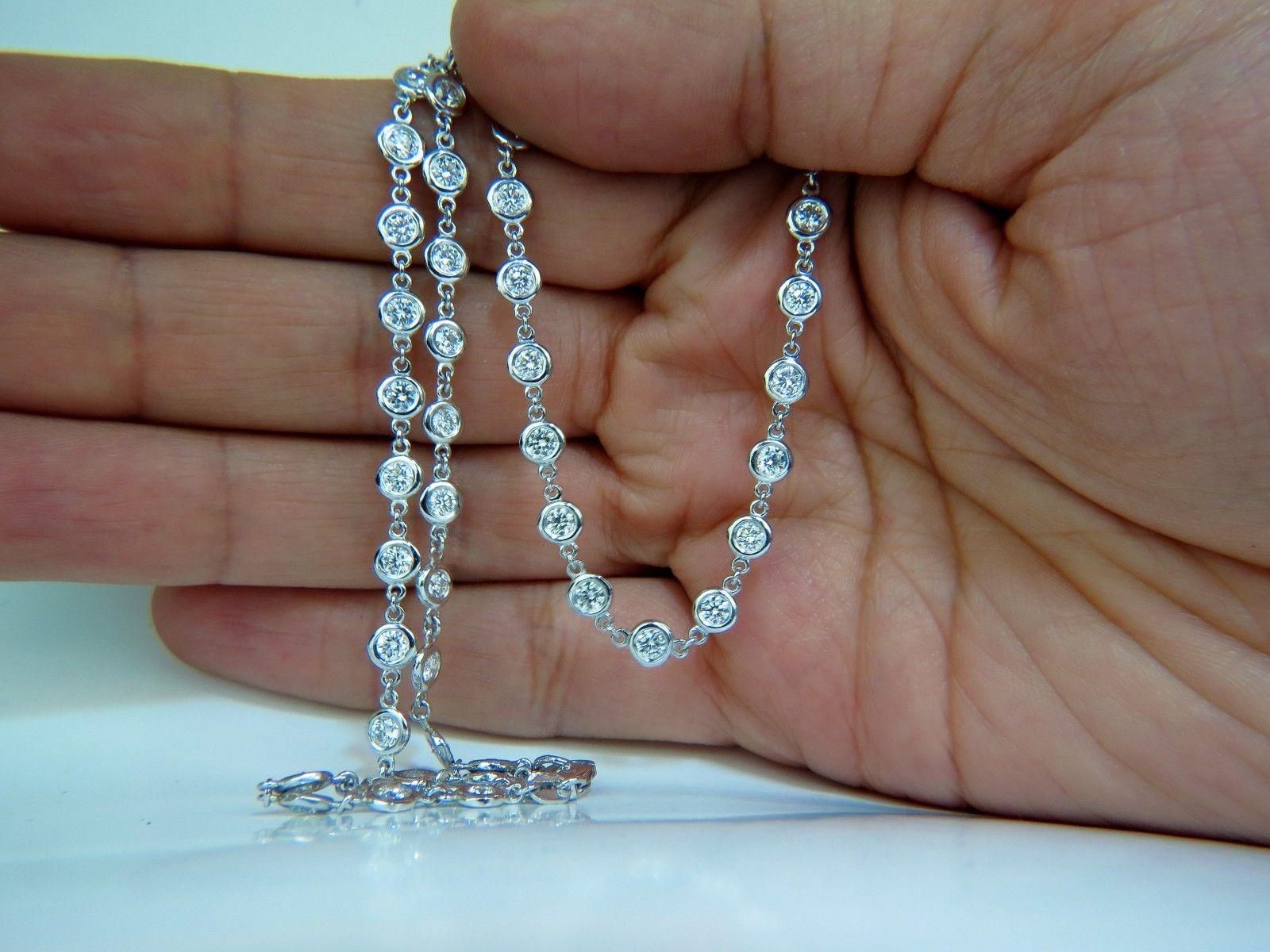 Women's or Men's 5.26 Carat Diamonds by Yard Station Flush Necklace F/VS 51 Pieces 14 Karat