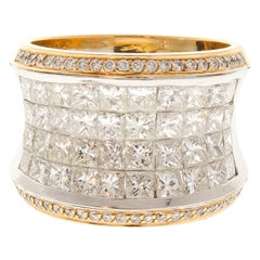 5.26 Carat Total Princess Cut Diamond Cocktail Ring in 18 Karat Gold