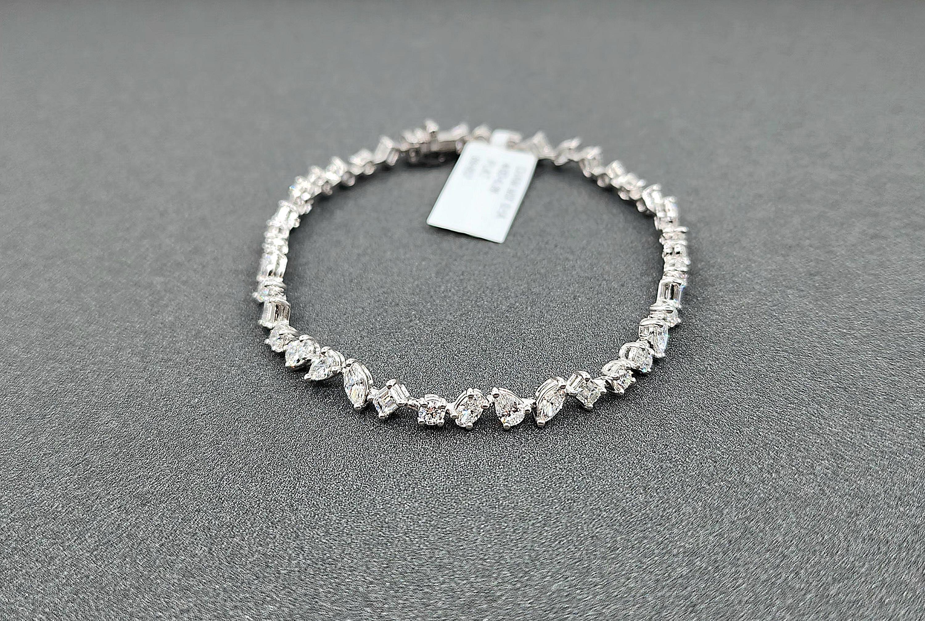 5.26 ct Bracelet de tennis avec diamant de forme mixte Neuf - En vente à Chicago, IL