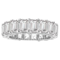 5.26 Ct. Natural Emerald Diamond Eternity Band in 14k White Gold