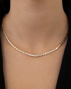 5.26ct Emerald Cut Diamond Bezel Set Tennis Necklace