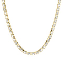 5.26ct Emerald Cut Diamond Bezel Set Tennis Necklace