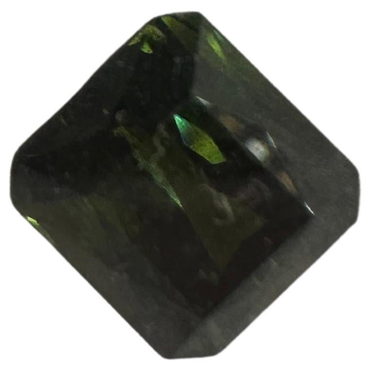 5.26ct Square green tourmaline natural forest green certified For Sale