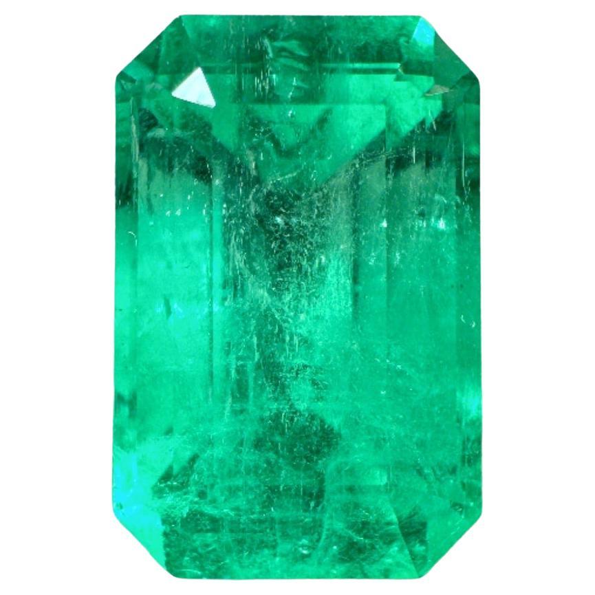 5.26ct Yellowish Green Muzo Emerald Cut Colombian Gem 12.5x8.2 Genuine May