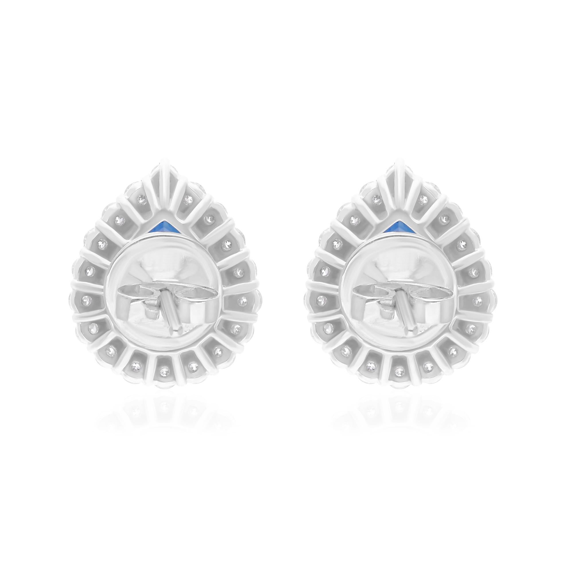 Cast from 14-karat gold, these exquisite earrings are handset with 5.27 carats blue sapphire and 0.82 carats of sparkling diamonds.

FOLLOW SPECTRUM JEWELS storefront to view the latest collection & exclusive pieces. Spectrum Jewels is proudly rated