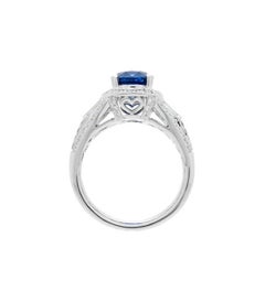 5.27 Carat Cushion Cut Ceylon Sapphire and Diamond Ring in 18 Karat White Gold