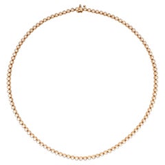 5,27-Karat-Diamant-Tennis-Halskette mit Bezel-Fassung aus 14-karätigem Gelbgold, G VS2, 26 Gramm