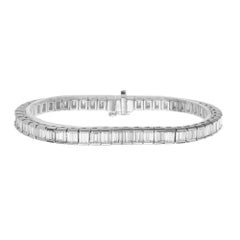 5.27 Carat Emerald Cut Diamond Platinum Link Tennis Bracelet