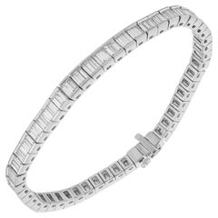 5.27 Carat Emerald Cut Diamond Platinum Link Tennis Bracelet