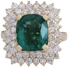 Smaragd-Diamantring aus 14 Karat Gelbgold