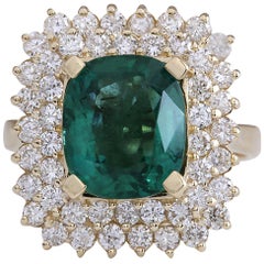 Emerald Diamond Ring In 14 Karat Yellow Gold