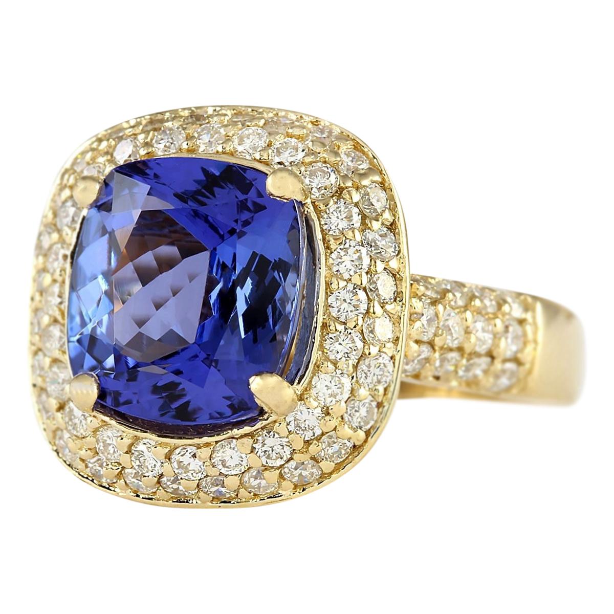 5.27 Carat Natural Tanzanite 14 Karat Yellow Gold Diamond Ring
Stamped: 14K Yellow Gold
Total Ring Weight: 5.2 Grams
Total Natural Tanzanite Weight is 4.22 Carat (Measures: 9.50x9.50 mm)
Color: Blue
Total Natural Diamond Weight is 1.05 Carat
Color:
