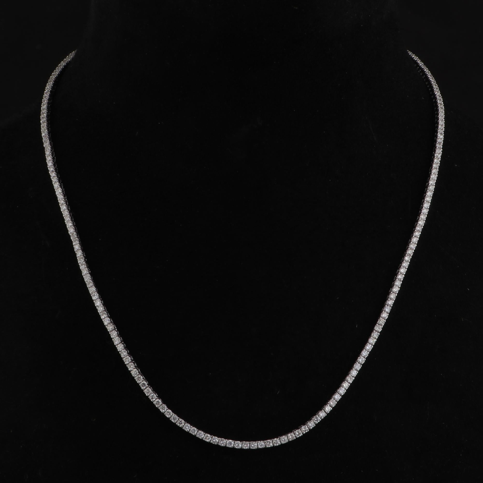 Moderno 5,27 Carati SI Chiarezza HI Colore Collana Tennis di Diamanti in Oro Bianco 14k Gioielli in vendita