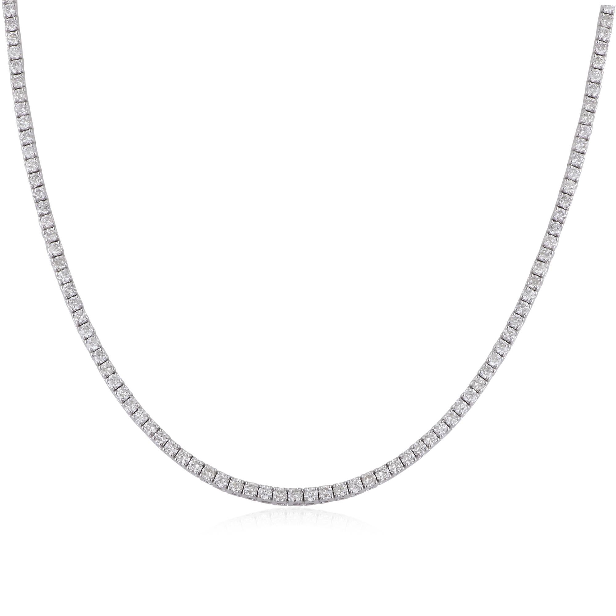 Taglio rotondo 5,27 Carati SI Chiarezza HI Colore Collana Tennis di Diamanti in Oro Bianco 14k Gioielli in vendita