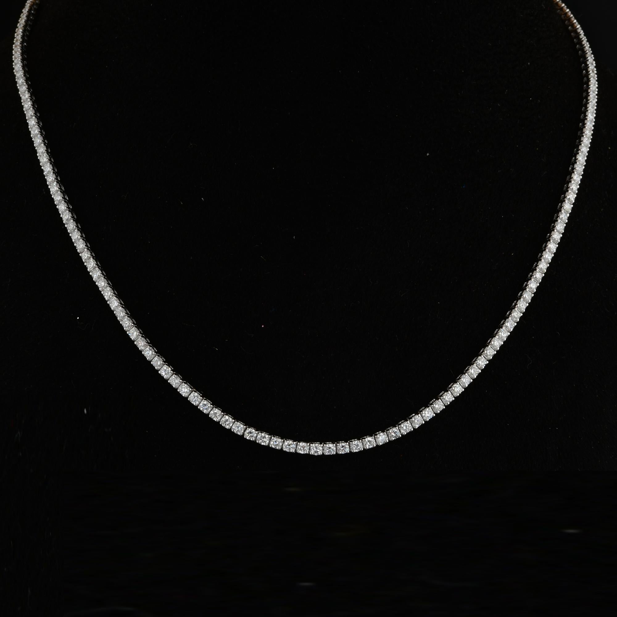 Donna 5,27 Carati SI Chiarezza HI Colore Collana Tennis di Diamanti in Oro Bianco 14k Gioielli in vendita