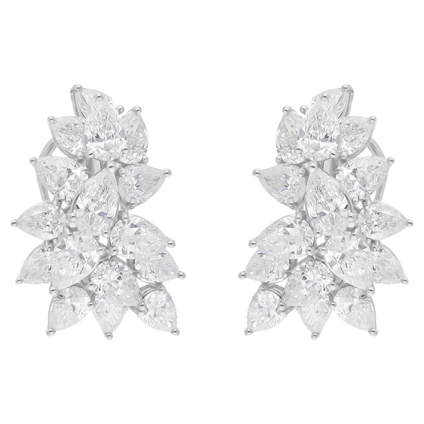5.27 Carat SI Clarity HI Color Pear Shape Diamond Earrings 14 Karat White Gold