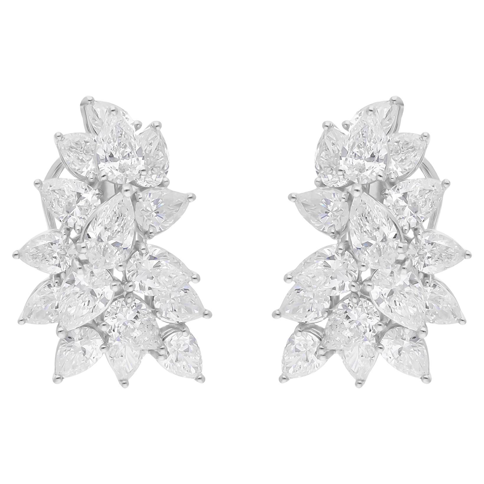 5,27 quilates SI Claridad HI Color Pendientes de diamantes en forma de pera Oro blanco de 14 quilates