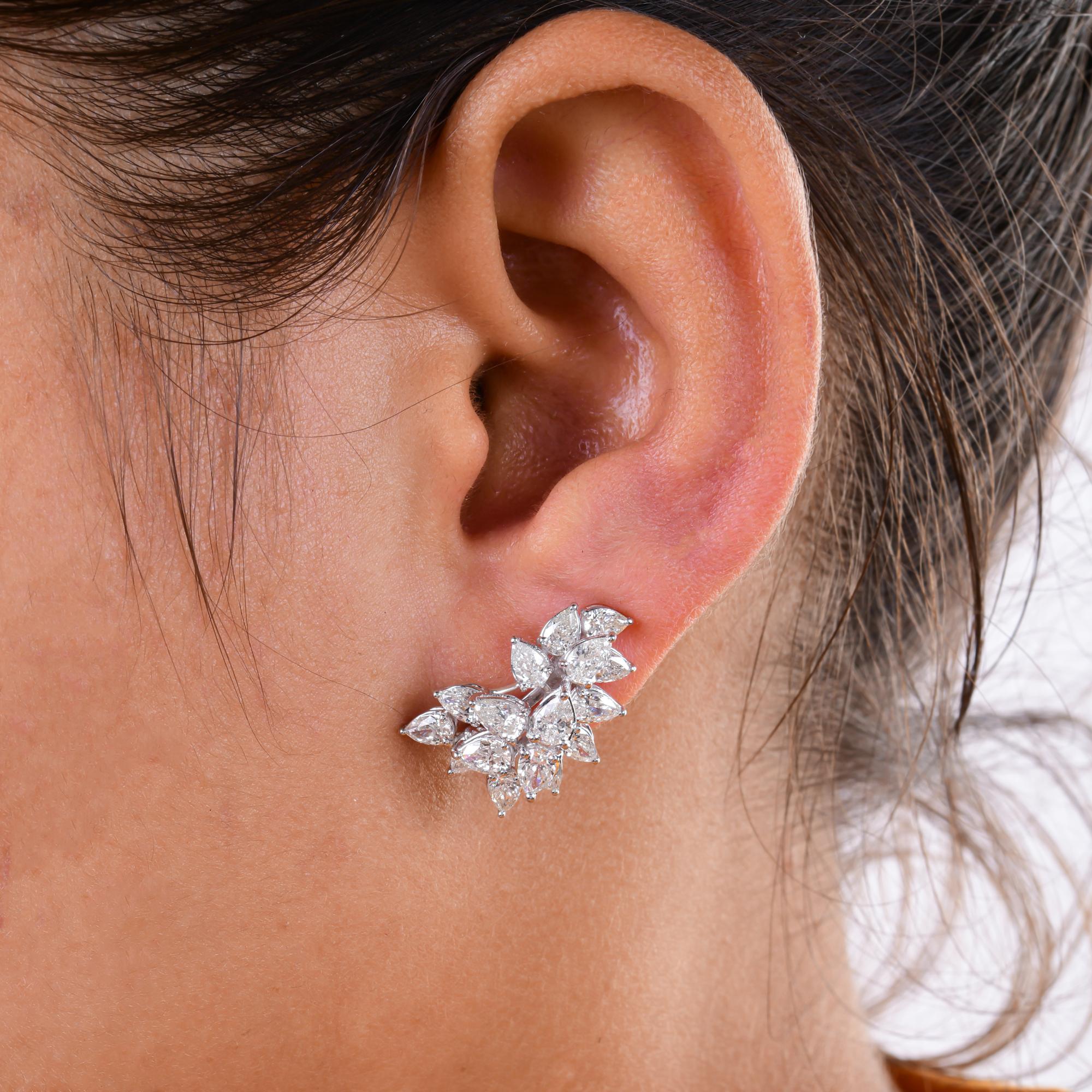 Modern 5.27 Carat SI Clarity HI Color Pear Shape Diamond Earrings 18 Karat White Gold For Sale