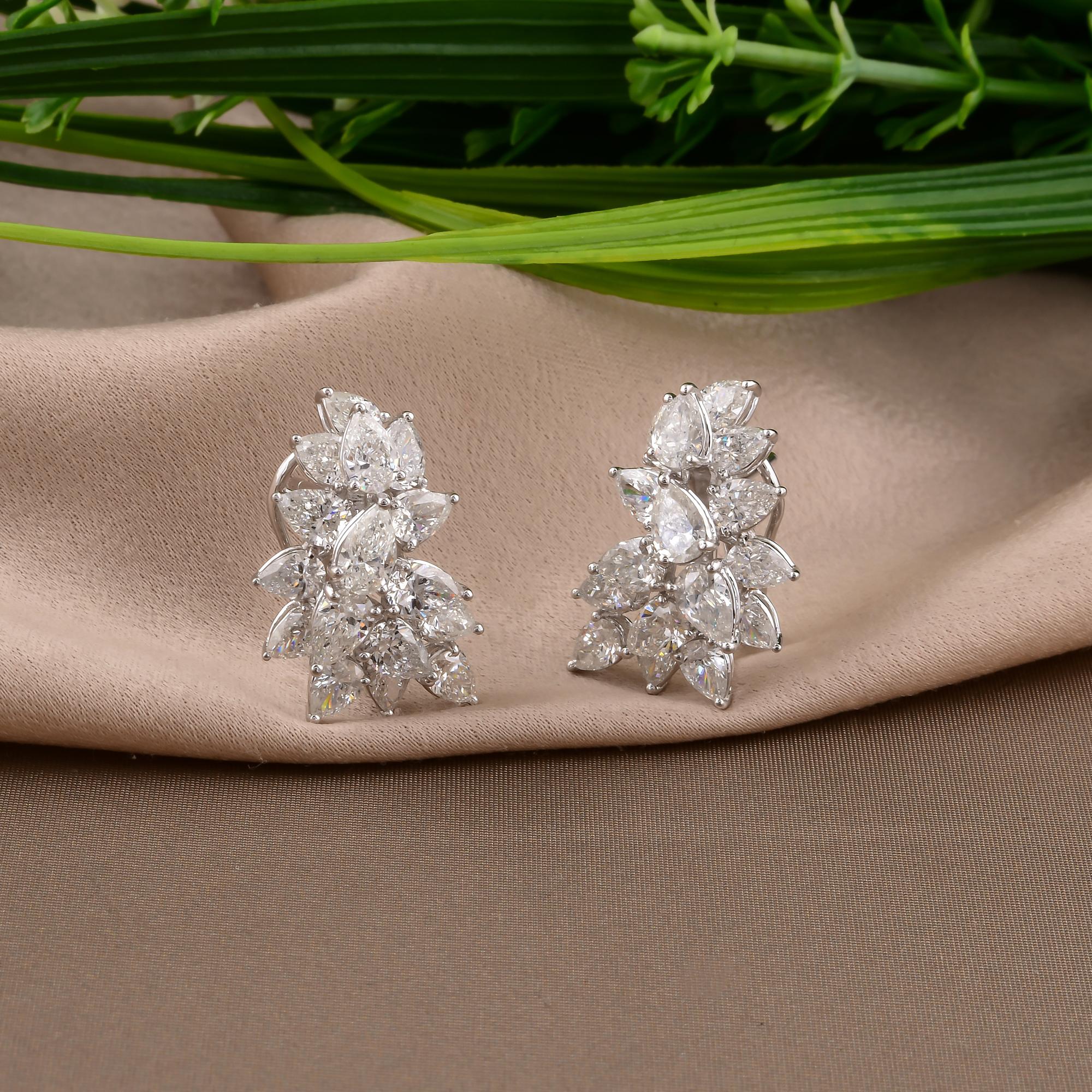 Pear Cut 5.27 Carat SI Clarity HI Color Pear Shape Diamond Earrings 18 Karat White Gold For Sale