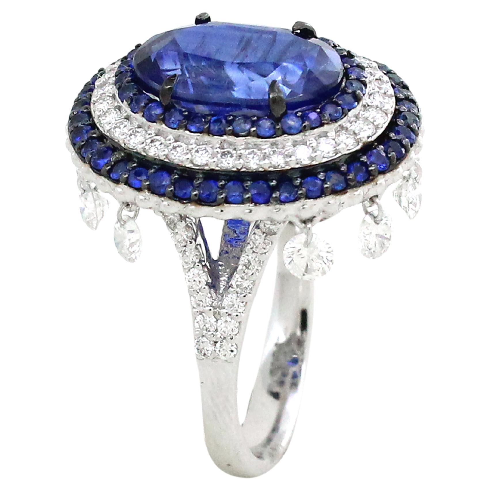 4.9 cts of Kynite and 1.37 cts of White Diamond Ring For Sale