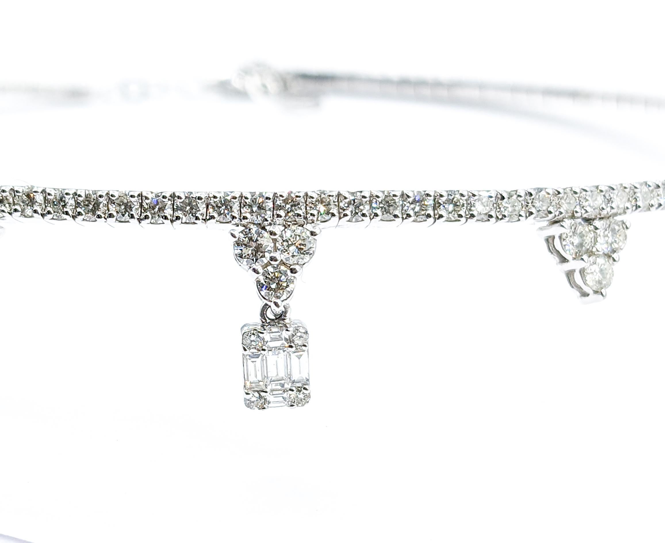 Round Cut 5.27ctw Diamond & 14K Gold Flexible Choker Necklace For Sale
