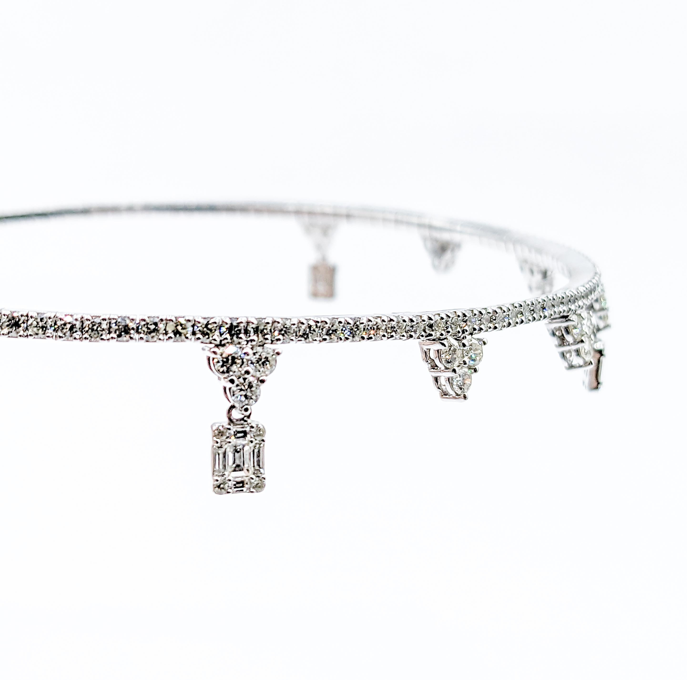 5.27ctw Diamond & 14K Gold Flexible Choker Necklace For Sale 1