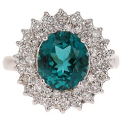 5.28 Carat Apatite Diamond 14 Karat White Gold Cocktail Ring