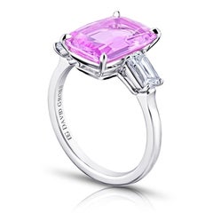 5.28 Carat Cushion Light Pink Sapphire and Diamond Platinum Ring