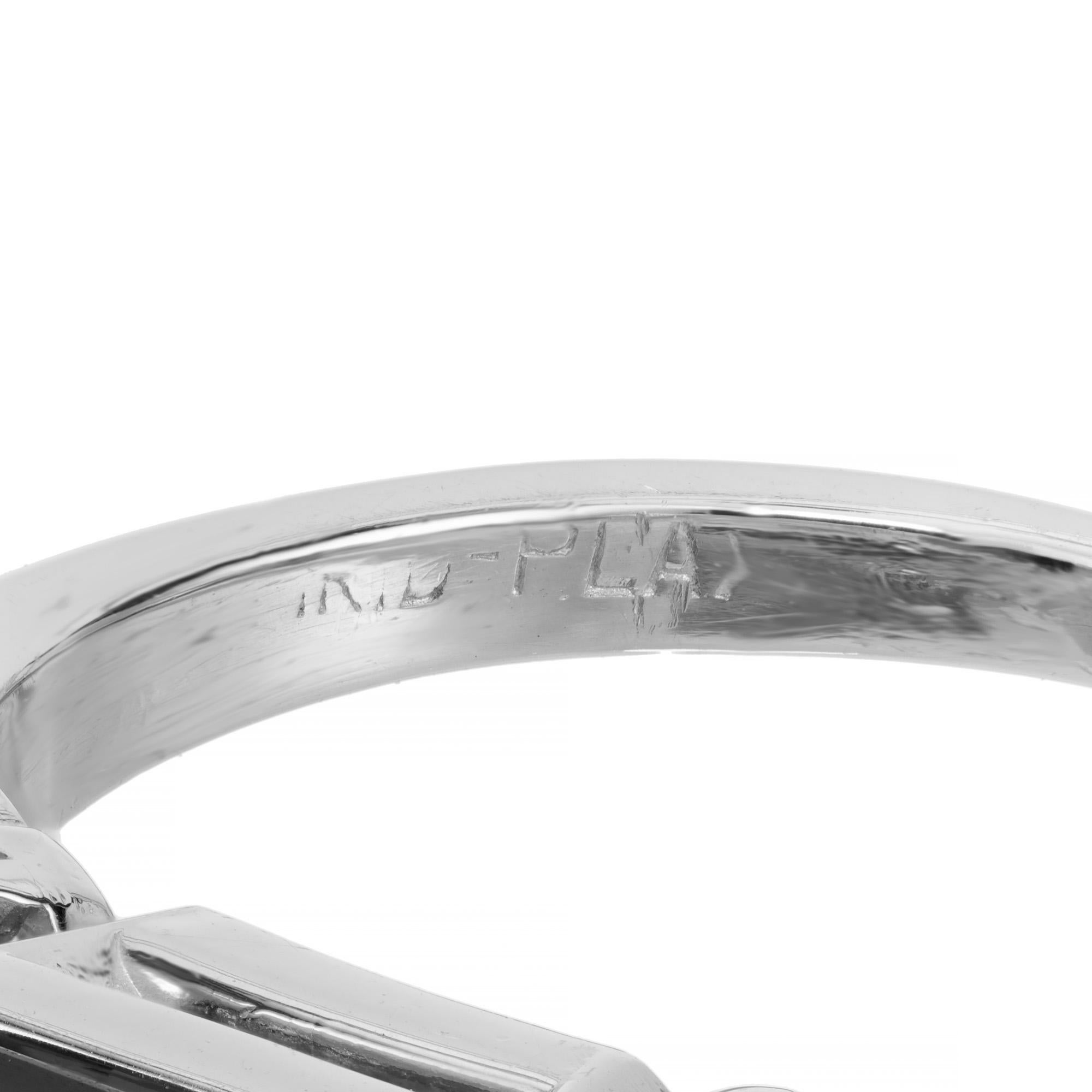 Women's 5.28 Carat Emerald Cut Sapphire Diamond Art Deco Platinum Engagement Ring For Sale