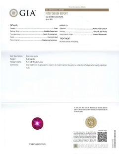 GIA Certified Unheated Burmese Star Ruby and Diamond Platinum Ring, 5.28 Carats