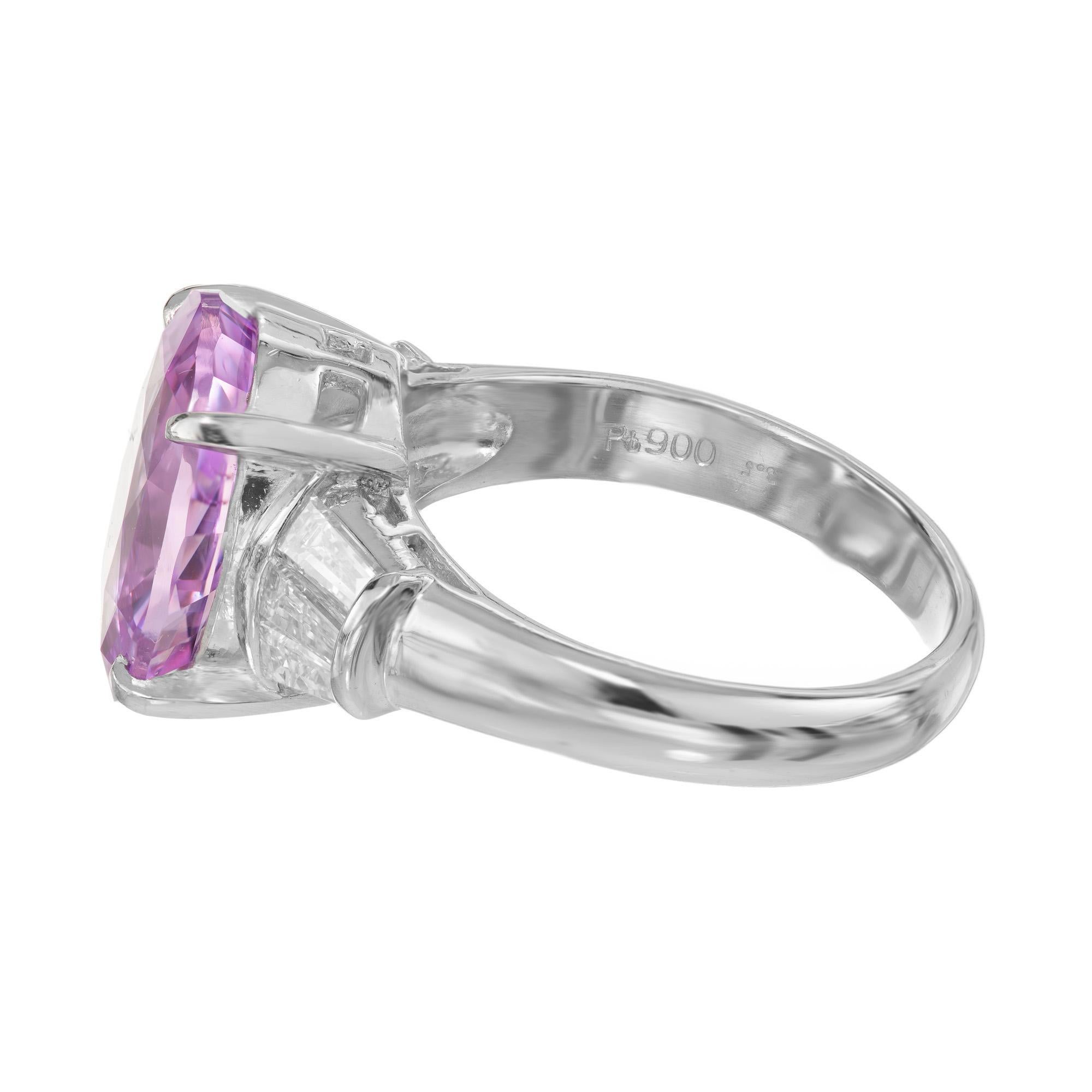 Anillo de compromiso en platino con diamante zafiro natural rosa púrpura de 5,28 quilates Corte oval en venta