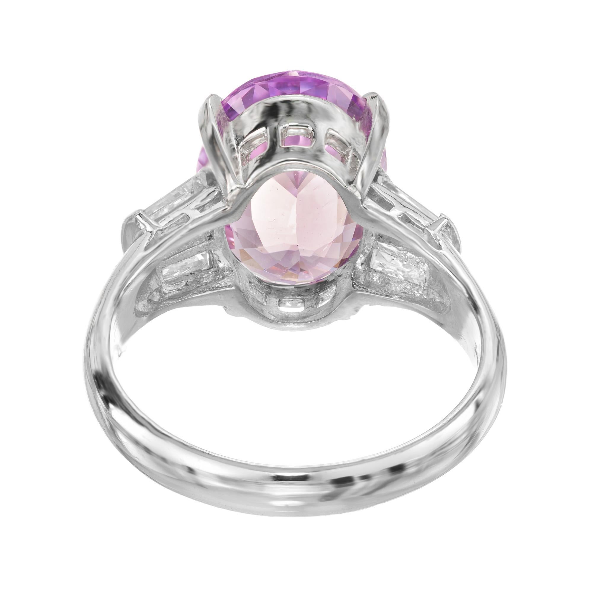 Anillo de compromiso en platino con diamante zafiro natural rosa púrpura de 5,28 quilates en venta 1