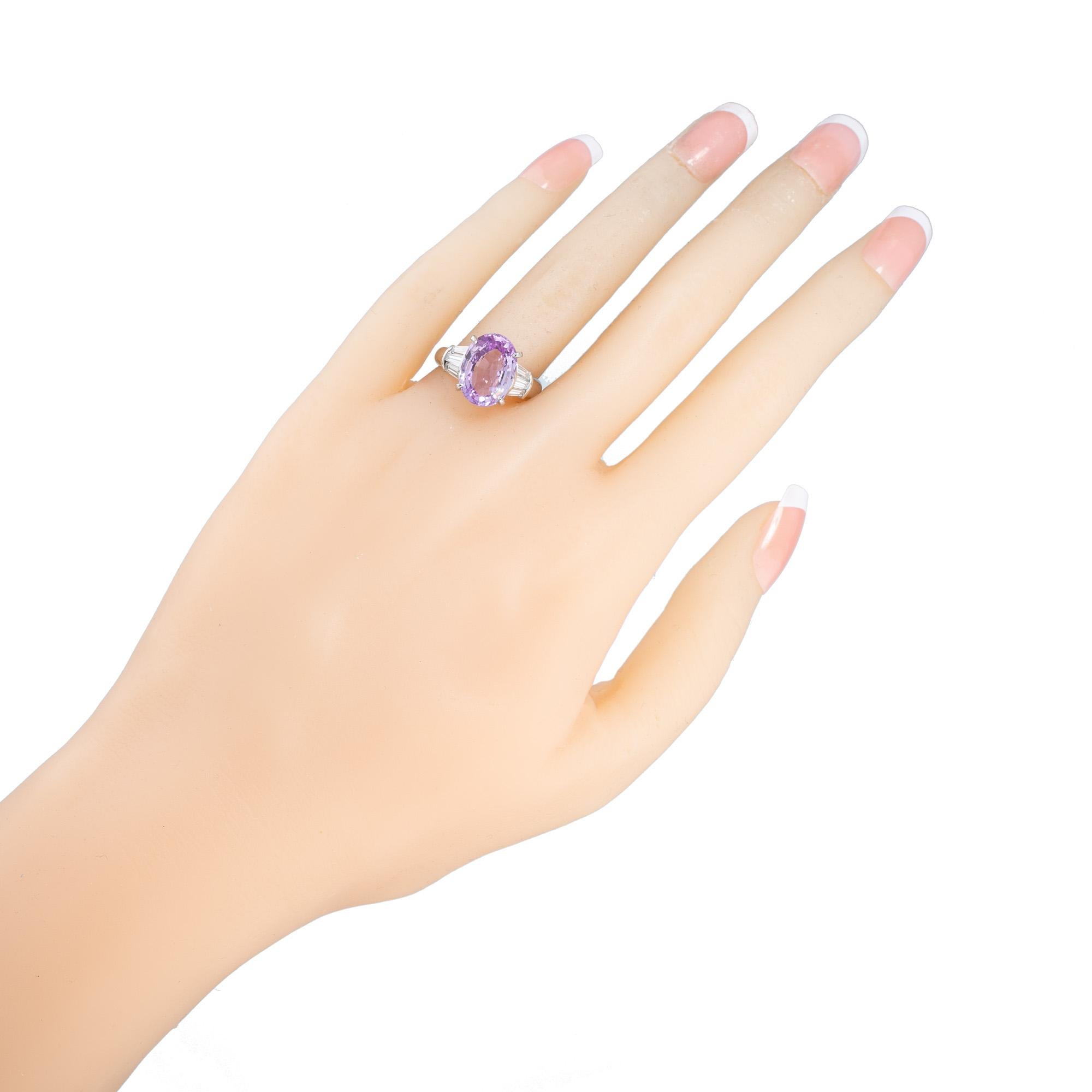 Anillo de compromiso en platino con diamante zafiro natural rosa púrpura de 5,28 quilates en venta 3