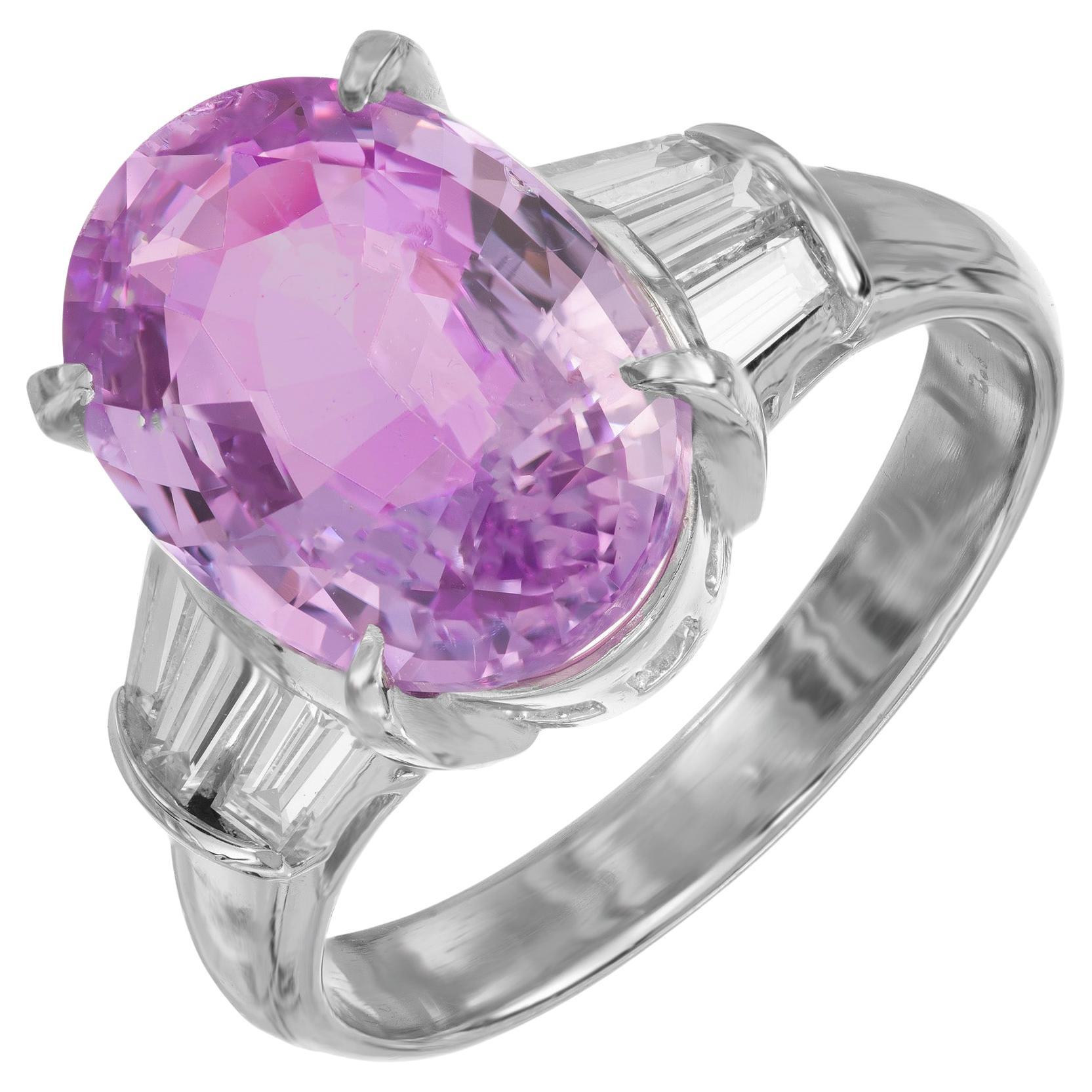 5.28 Carat Purple Pink Natural Sapphire Diamond Platinum Engagement Ring