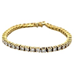 5.28 Carat Round Brilliant I VS1 Diamond 18 Karat Yellow Gold Tennis Bracelet
