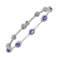 5.28 Carat Tanzanite and Diamond Bracelet in 14 Karat White Gold